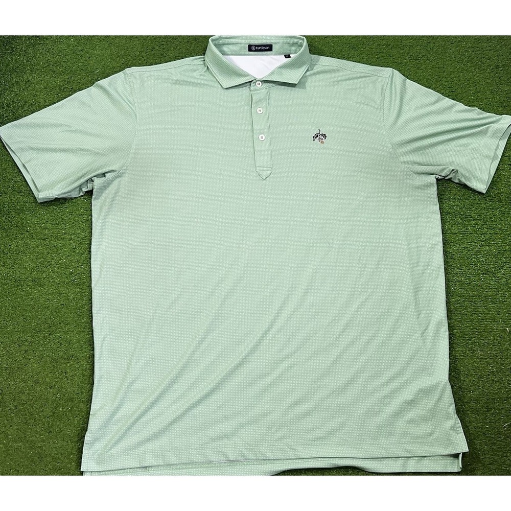 Turtleson Golf Polo XL Green Geometric Print Performance BlueJack National Club
